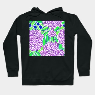 Seventies style lime green, purple and blue oversized florals Hoodie